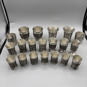 Pewter Shot Glasses Cups SKS ZINN 95% Raised Michel Bach 95 Germany Set of 20
